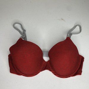 Victoria's Secret Lined Perfect Coverage Red/Black Plaid 34C Bra Underwire